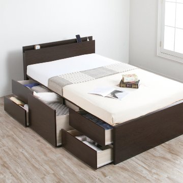 配達日指定可能 チェストベッド ダブル ベッド 日本製 5杯引出 ＢＯＸ 収納ベッド 国産 大容量収納 薄型カウンター フレーム コンセント スライドレール ローバーの画像