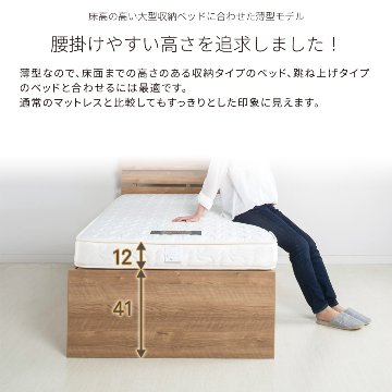 単品購入 日本製 国産 薄型ポケットコイルマットレス　厚み12cm  ダブル　ホワイトリーフの画像