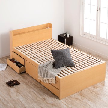 収納付き すのこベッド　チェストベッド 大型 国産ベッド 日本製 セミシングル／シングル／セミダブル 5杯　引出 ＢＯＸ型  すのこ 布団 　本体のみ　奥行のあるカウンター  グリフの画像