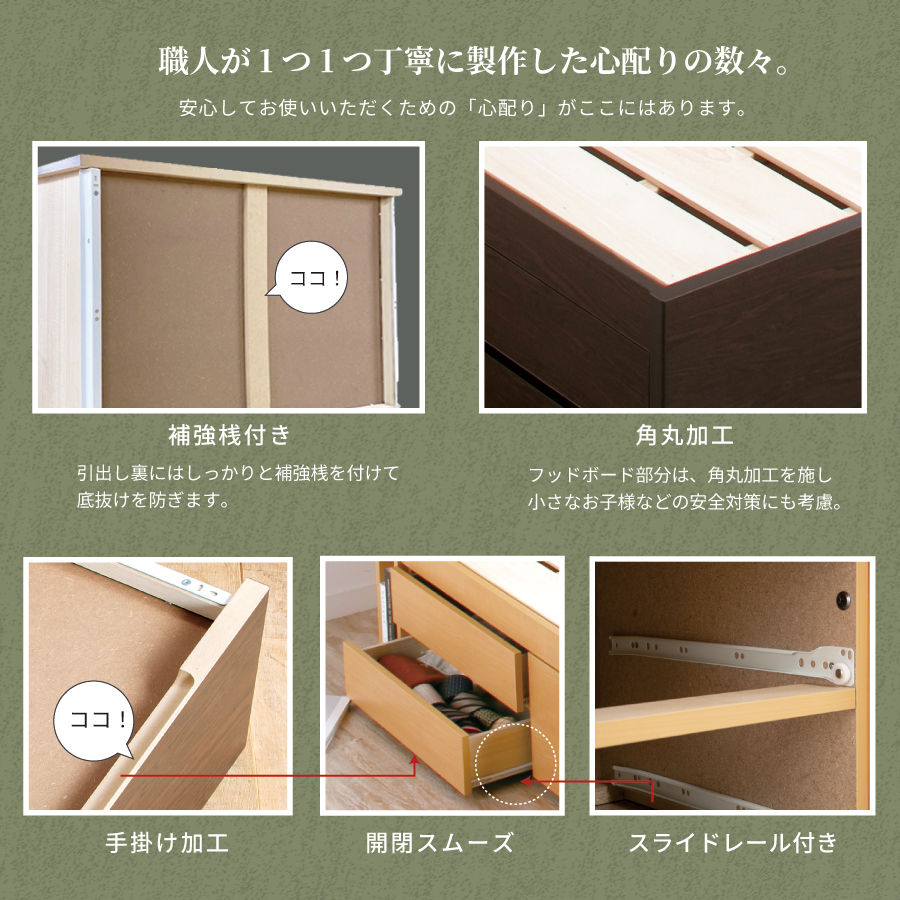 5杯引出 収納付きベッド 物干し  山折り すのこ  セミシングル／シングル／セミダブルベッド 日本製　ＢＯＸ型 すのこ   お布団 薄型カウンター 省スペース フレーム コンセント モンテロの画像