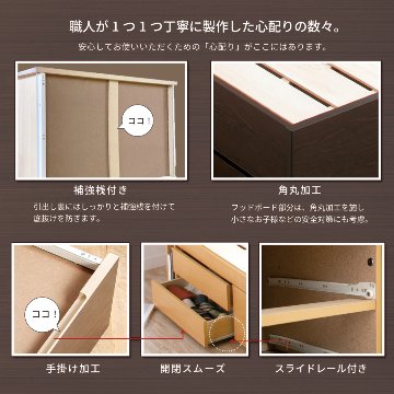 5杯引出 収納付きベッド 物干し  山折り すのこ  セミシングル／シングル／セミダブルベッド 日本製　ＢＯＸ型 すのこ   お布団 薄型カウンター 省スペース フレーム コンセント ミザールの画像