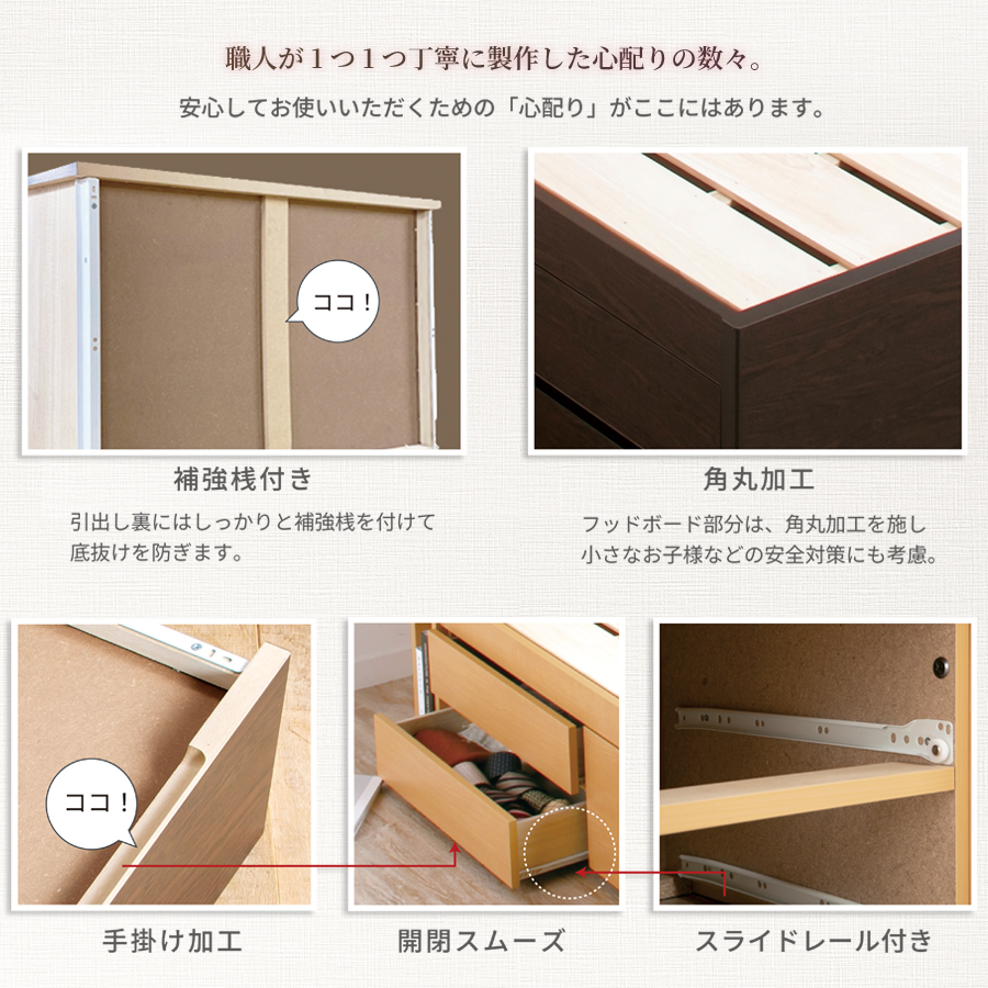 5杯引出 収納付きベッド 物干し  山折り すのこ  セミシングル／シングル／セミダブルベッド 日本製　ＢＯＸ型 お布団 照明 収納棚 カウンター  フレーム コンセント エルナトの画像