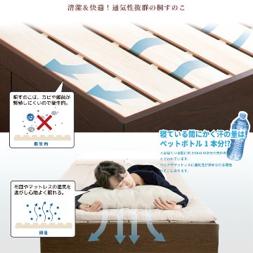 5杯引出 収納付きベッド 物干し  山折り すのこ  セミシングル／シングル／セミダブルベッド 日本製　ＢＯＸ型 お布団 照明 収納棚 カウンター  フレーム コンセント エルナトの画像