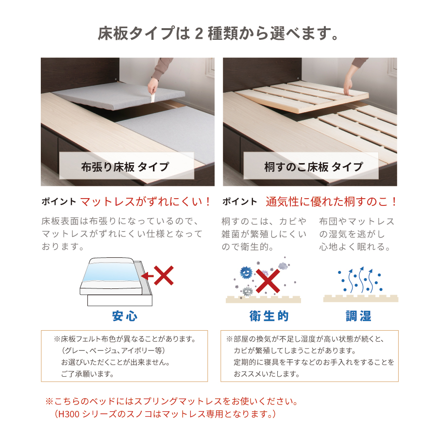 2杯引出し　収納付きベッド   日本製 スライドレール付 大容量  セミシングル／シングル／セミダブル  フレームのみ　コンセント　ロンザンの画像