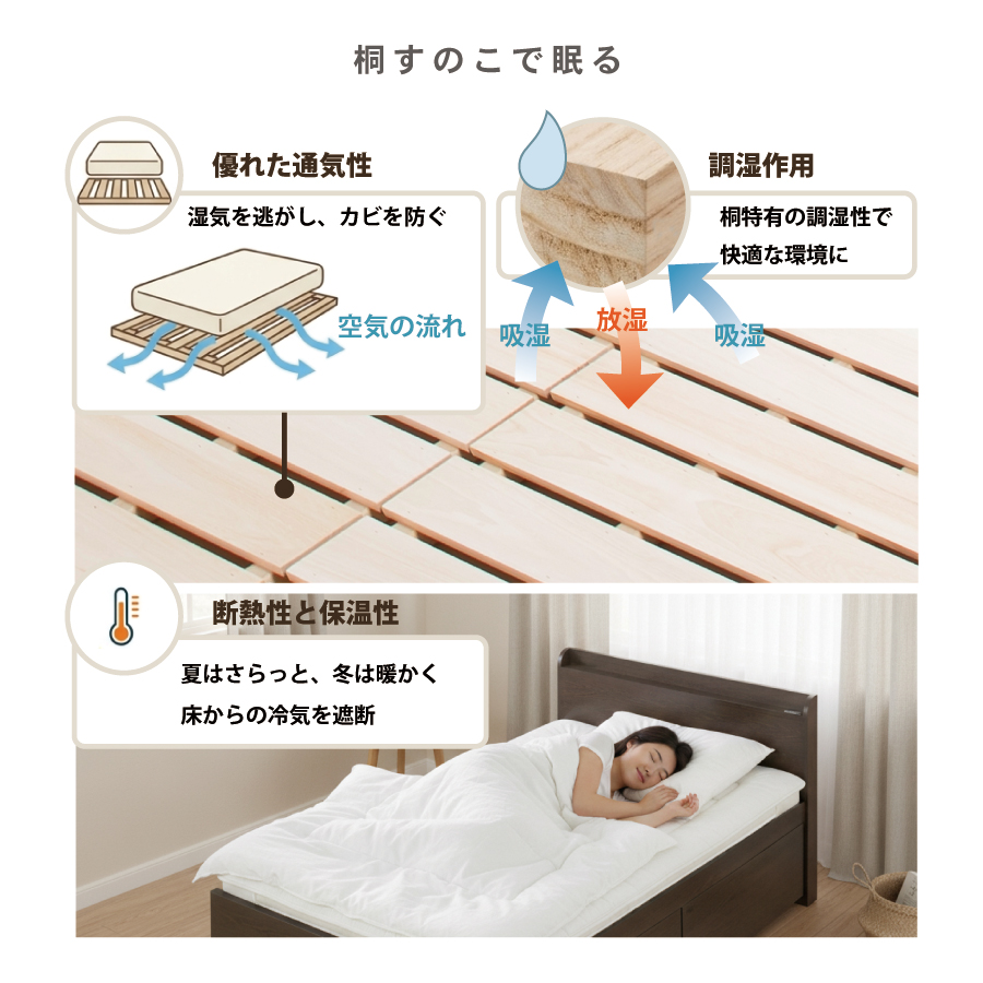 2杯引出 収納付きベッド 物干し  山折り すのこ  セミシングル／シングル／セミダブルベッド 日本製　ＢＯＸ型 すのこ   お布団 薄型カウンター 省スペース フレーム コンセント ミザールの画像
