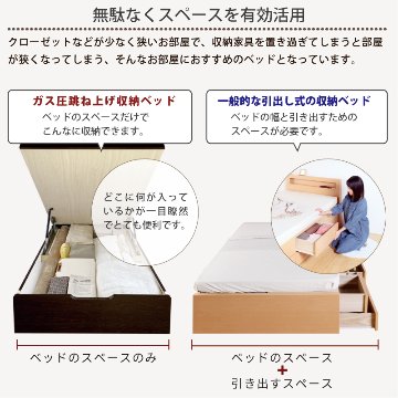 高さ33/40/47cm 収納付 ベッド 大型大量　山型  山折りすのこ  布団が干せる セミダブル カウンター   日本製フレーム  ガス圧 縦開き リフトアップ  跳ね上げ  ロートブルグ　#13の画像