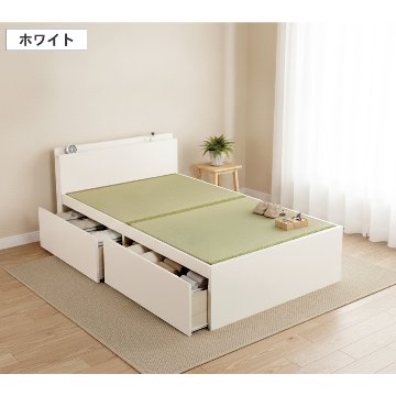 収納付きベッド シングル／セミダブルベッド 国産畳 収納 畳チェストベッド 引き出し 収納付き 国産 日本製 カウンタータイプ コンセント付き 引出レール付き 2杯引出し 宮付きの画像