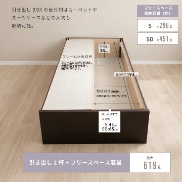 引出収納畳ベッド 2杯引出し 日本製 国産 美草畳 シングル／セミダブル 大容量収納 引出スライドレール付き　送料込み 2杯引出し 美草畳 ヘッドレスの画像