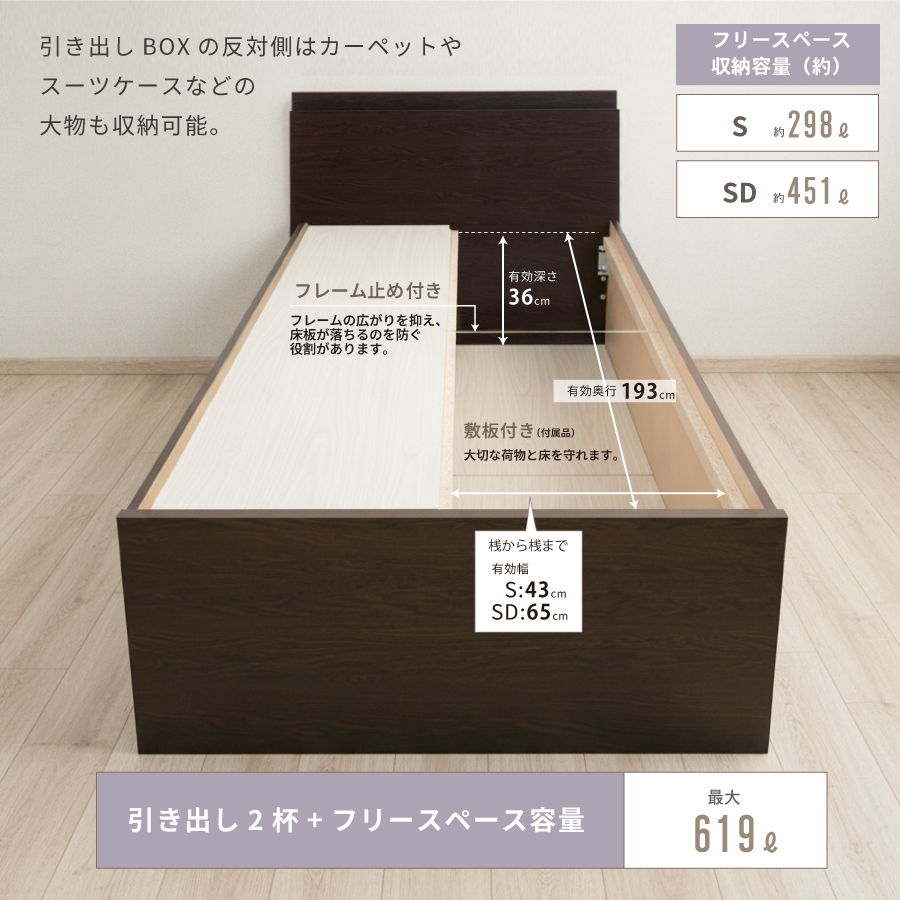 引出収納畳ベッド  日本製 国産 美草畳 シングル／セミダブル コンセント 収納 引出スライドレール付き 送料込み  2杯引出し畳 カウンター　宮の画像