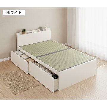 引出収納畳ベッド  日本製 国産 美草畳 シングル／セミダブル コンセント 収納 引出スライドレール付き 送料込み  2杯引出し畳 カウンター　宮の画像