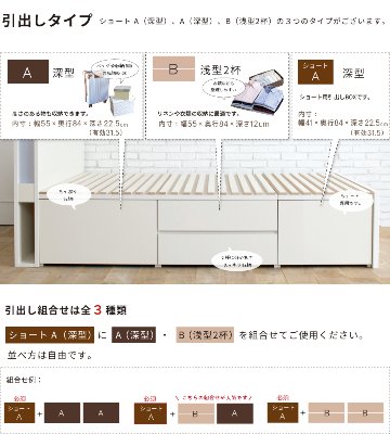 大型引出 ベッド シングルショート すのこベッド　コンパクト　ショート丈  BOX 収納 チェストベッド 桐すのこ　 日本製 スライドレール 引出しレール 本体フレームのみ OHS マイティ #22画像