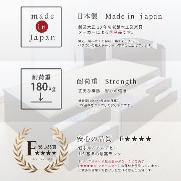 収納付き　ベッド  セミダブル 畳ベッド 国産畳 5杯　引き出し 収納付き パネルタイプ   たたみベッド タタミベッド スライドレール付きダークブラウン ひばりの画像