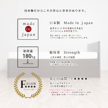 収納付きベッド   日本製 スライドレール付 大容量 フレームのみ セミシングル幅83cm／シングル幅98cm／セミダブル幅120cm　パネル ティーノ #14 2BOX　リニューアル 敷板付き画像
