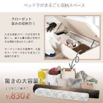 床面高さ30cm／37／44cm  収納  日本製 横開き ガス圧式 リフトアップ  フラットパネル セミシングル／シングル／セミダブル 本体フレームのみ 関東地区は組立設置込　 #13 ヘーゲンの画像
