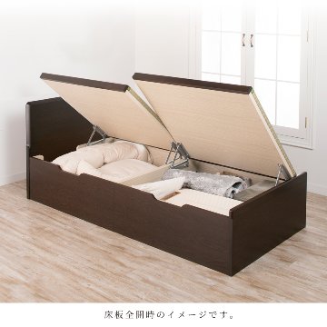 跳ね上げ 畳ベッド シングル 収納ベッド 国産畳 い草 バネ式 フラットパネル 日本製 跳ね上げ式 大容量収納 収納付きベッド 跳ね上げベッド #21 新型画像
