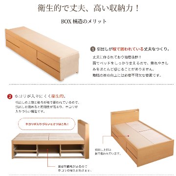5杯引出 収納付きベッド 物干し  山折り すのこ  セミシングル／シングル／セミダブルベッド 日本製　ＢＯＸ型 すのこ   お布団 薄型カウンター 省スペース フレーム コンセント 　ブローデルの画像