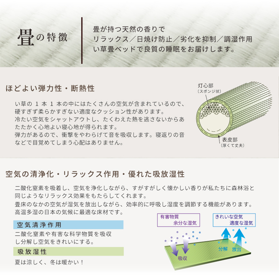 収納付きベッド シングル／セミダブル　畳ベッド 国産畳 収納 引き出し チェストベッド 畳チェストベッド ヘッドレス 引出レール付き 日本製 国産フレーム 暁月 あかつきの画像
