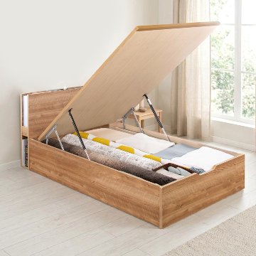 床面高さ30／37／44cm  収納  国産 日本製 縦開き ガス圧式 リフトアップ  照明付き　カウンター コンセント SS／S／SD ベッドフレーム 関東地区は組立設置込　#13 オリオンの画像