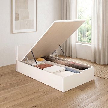 床面高さ30／37／44cm  収納  国産 日本製 縦開き ガス圧式 リフトアップ  照明付き　カウンター コンセント SS／S／SD ベッドフレーム 関東地区は組立設置込　#13 オリオンの画像