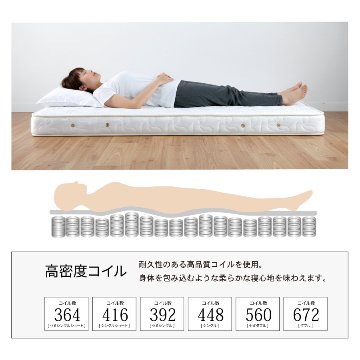 単品購入 日本製 国産 薄型 ポケットコイルマットレス　厚み12cm  セミシングルショート シングルショート　ホワイトリーフの画像