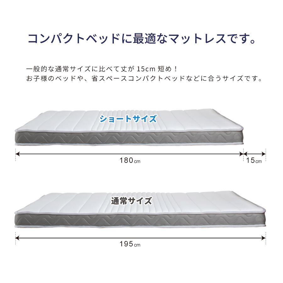 単品購入 薄型 圧縮ロール ポケットコイルマットレス 抗菌防ダﾆ 3ゾーン ポケットコイルマットレス 長さ180cm 厚み12cm セミシングルショート シングルショート 玄関渡しの画像