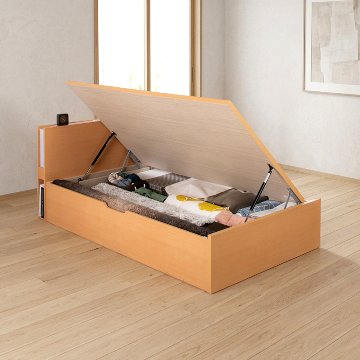 床面高さ30／37／44cm  収納  国産 日本製 横開き ガス圧式 リフトアップ  照明付き　カウンター コンセント SS／S／SD ベッドフレーム 関東地区は組立設置込　#13 オリオンの画像