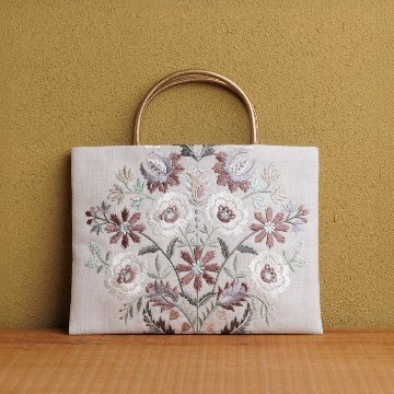 刺繍の茶礼袋B　グレー×モカの画像
