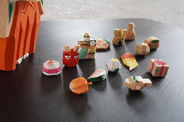 浦弘園作「月こよみ」奈良一刀彫+嘉門工藝 敷板の画像