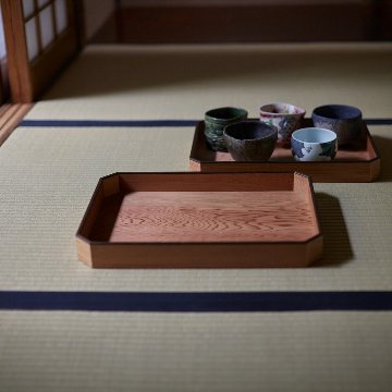 秋田杉長盆（脇引）1双の画像