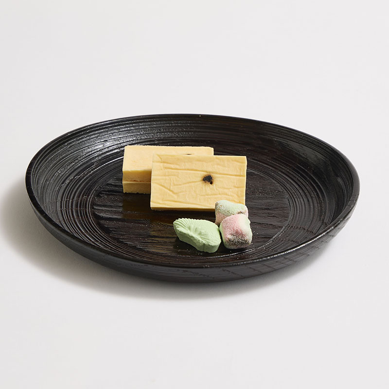 沢栗スリ漆ハツリ皿 6寸5分（19.6cm）の画像