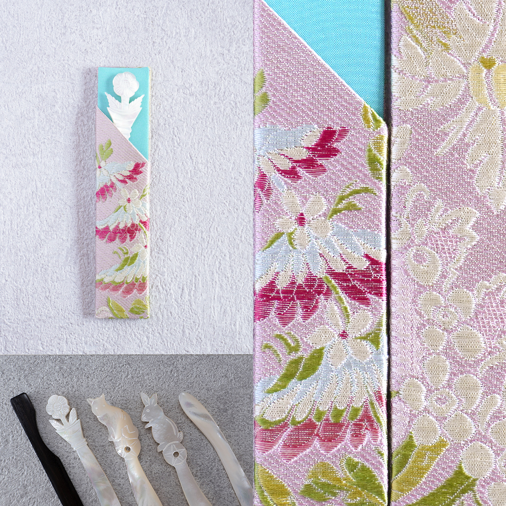 シノワズリ福楊枝入れ＋福楊枝　ピンクの画像