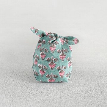 茶器袋　大津型33　インド更紗　エメラルドの画像