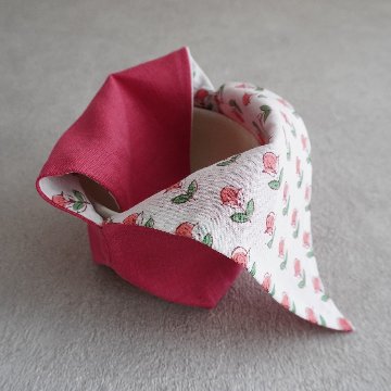 茶碗袋S 61　麻×インド更紗　ピンクの画像