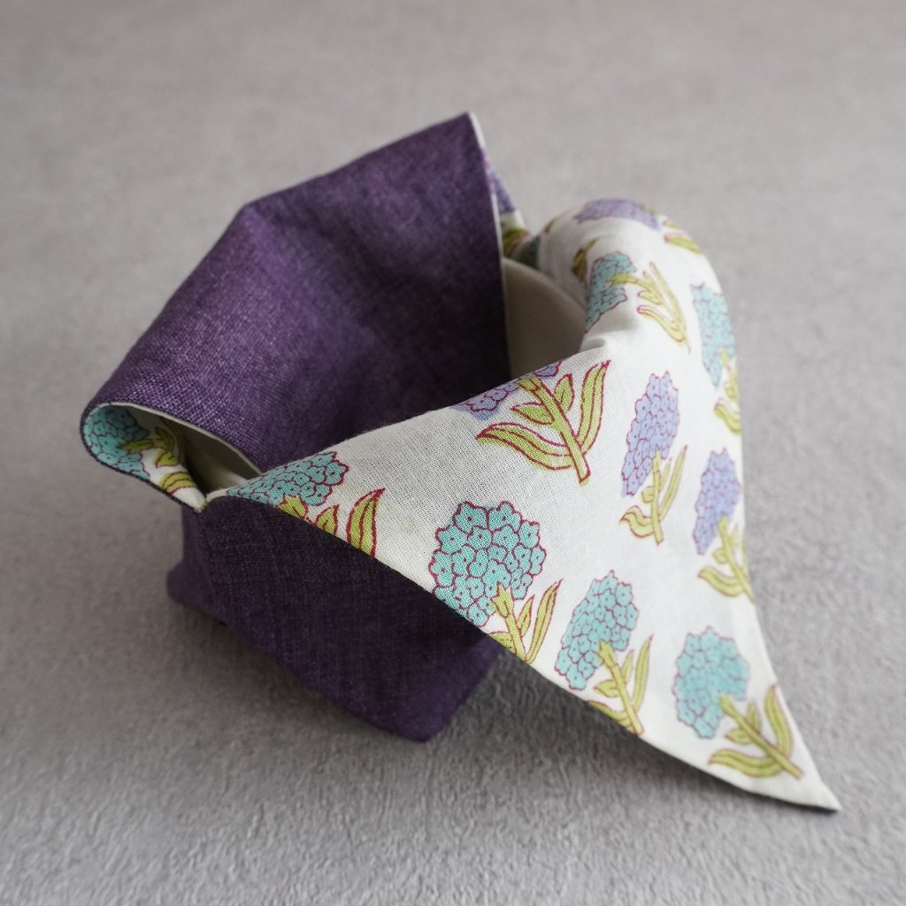 茶碗袋S 60　麻×インド更紗　パープルの画像