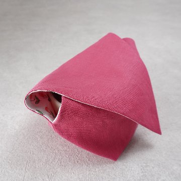 茶碗袋M　113　麻×インド更紗　ピンクの画像