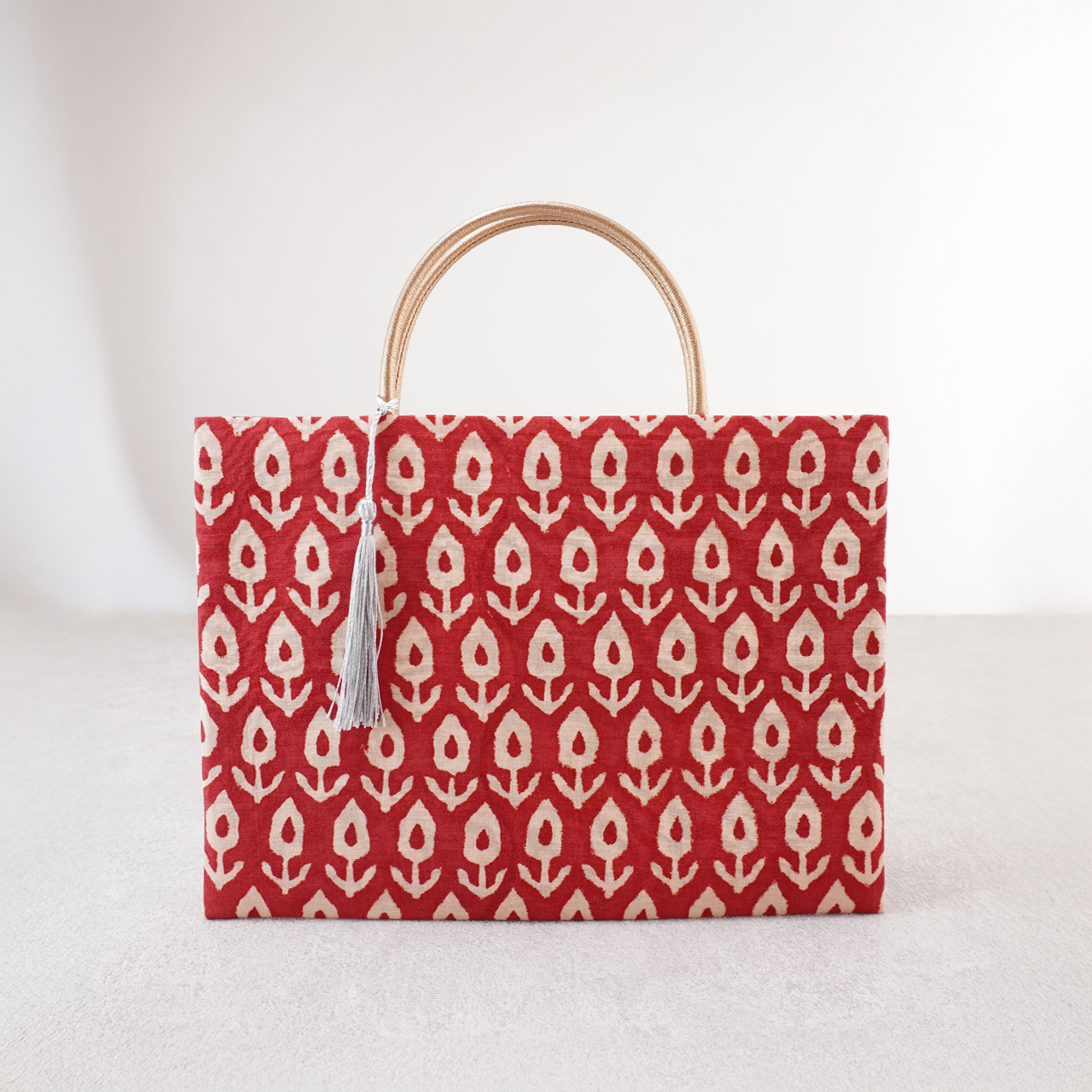 茶礼袋79　インド型押し更紗　赤の画像