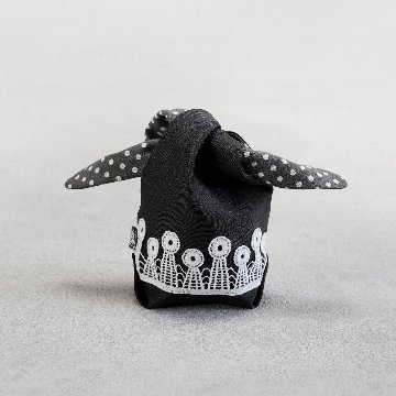 茶器袋　大津型37　黒シャンタン×リボンの画像