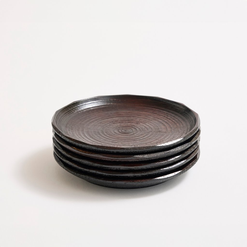 沢栗平山皿5客組　2.5～5寸（7.5～15cm）の画像