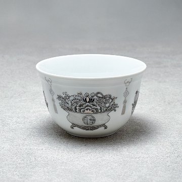 手描きシノワズリ茶碗 S　シルバーの画像
