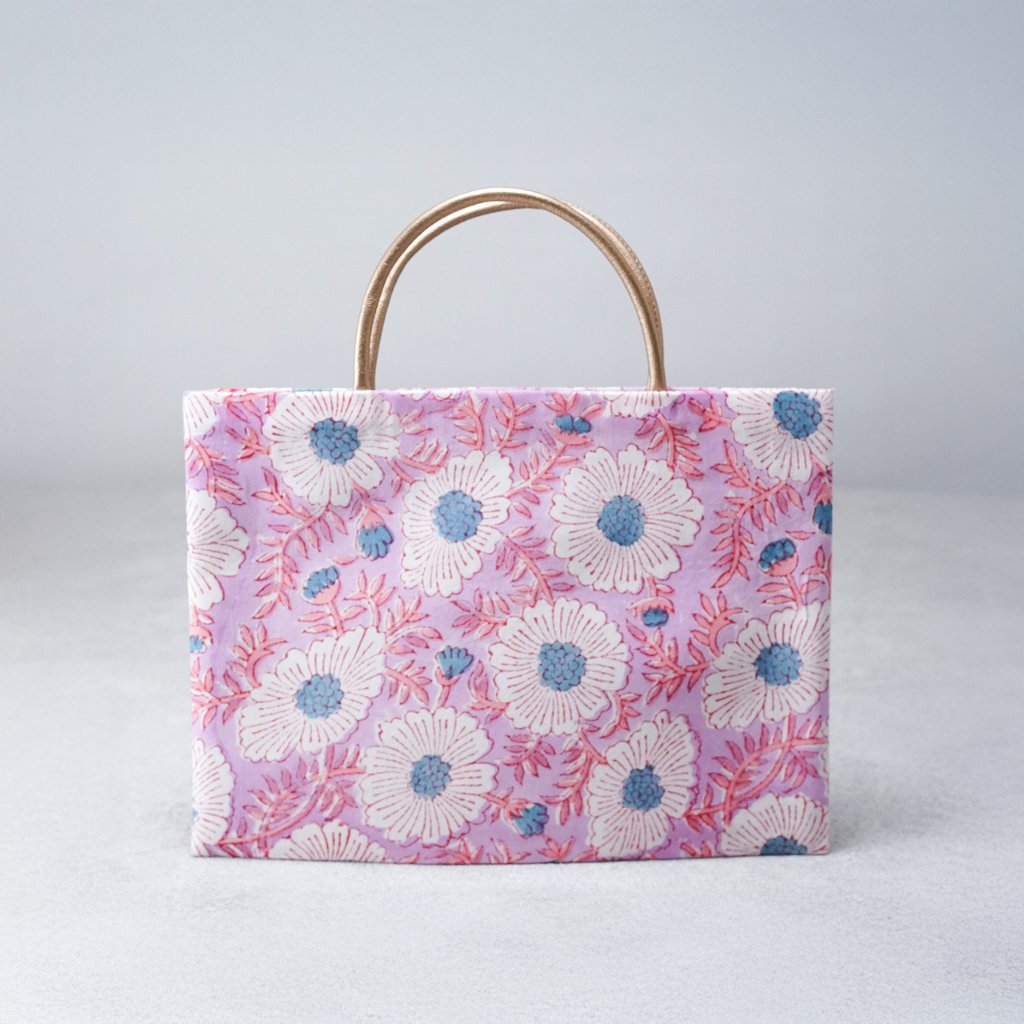 茶礼袋86　インド型押し更紗　青紫の画像