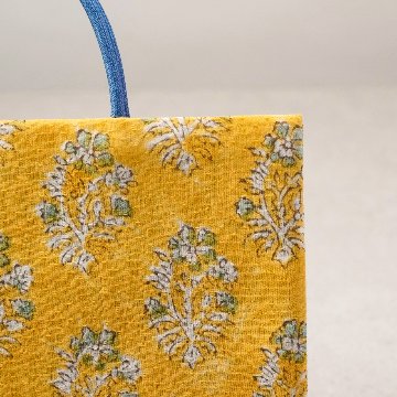 茶礼袋94　インド型押し更紗　イエローの画像