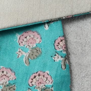 茶器袋　大津型41　インド更紗　ターコイズブルーにピンク花の画像