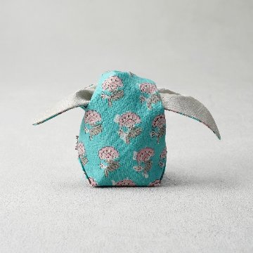 茶器袋　大津型41　インド更紗　ターコイズブルーにピンク花の画像