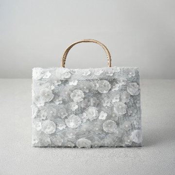 茶礼袋95　総柄レース小花　銀パールの画像