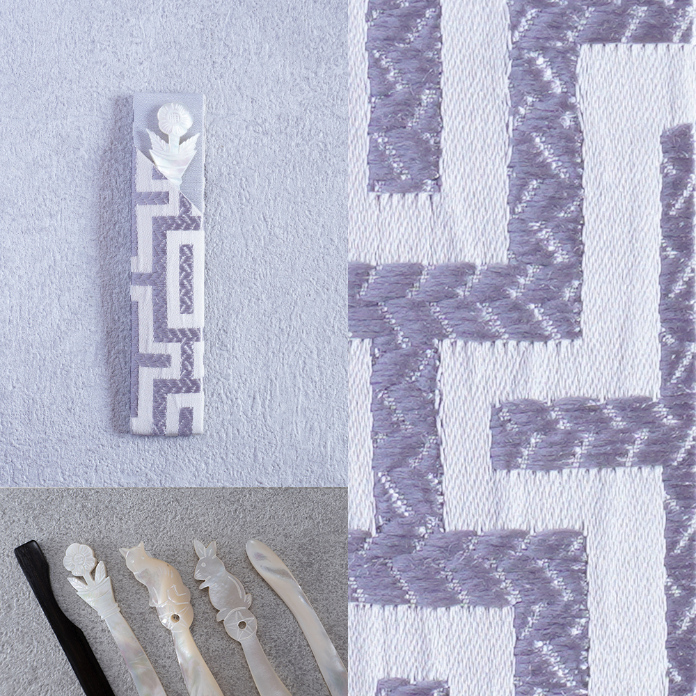 福楊枝入れ＋福楊枝　110NY Mood Fabrics　幾何学白銀の画像