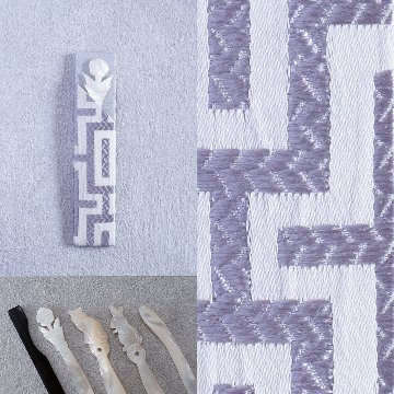 福楊枝入れ＋福楊枝　110NY Mood Fabrics　幾何学白銀の画像