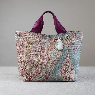 ペイズリートートバッグ うさぎチャームつき