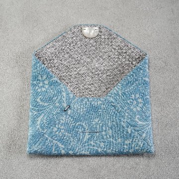 数寄屋袋32　高橋尚子さんのインド型押し更紗　淡青の画像