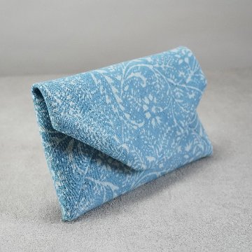 数寄屋袋32　高橋尚子さんのインド型押し更紗　淡青の画像