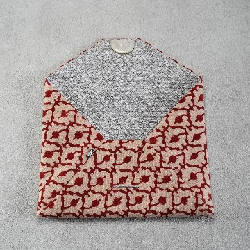 数寄屋袋34　高橋尚子さんのインド型押し更紗　蔓草文　赤の画像